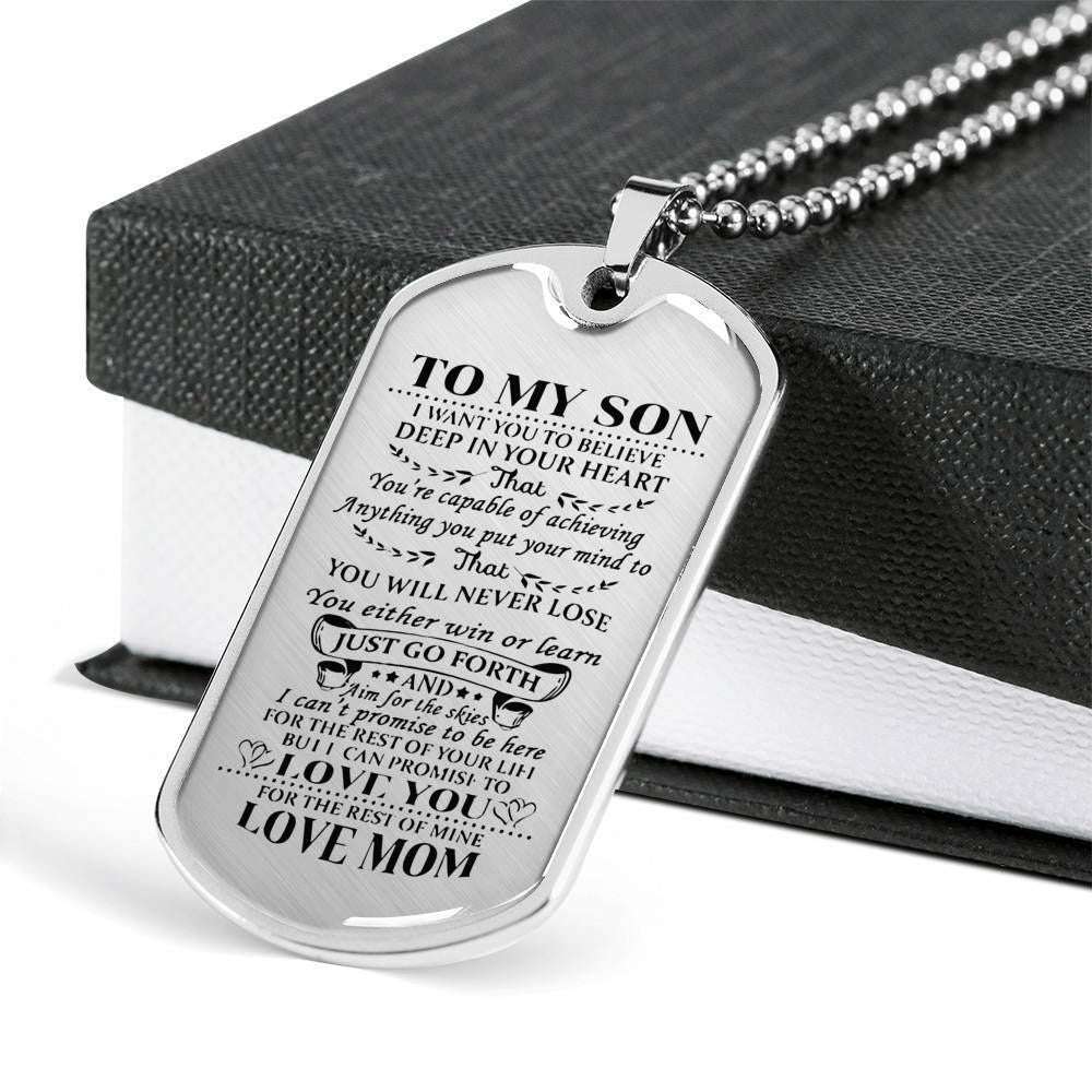 Son Dog Tag Custom Picture, Believe Deep In Your Heart Dog Tag Necklace For Son V2 Gifts For Son Rakva