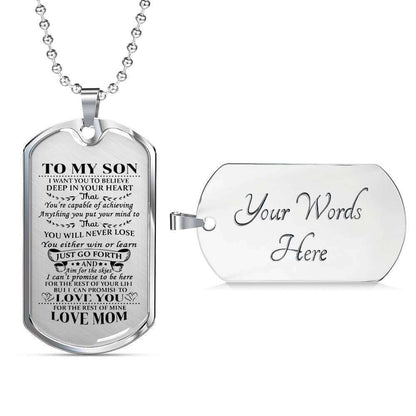 Son Dog Tag Custom Picture, Believe Deep In Your Heart Dog Tag Necklace For Son V2 Gifts For Son Rakva