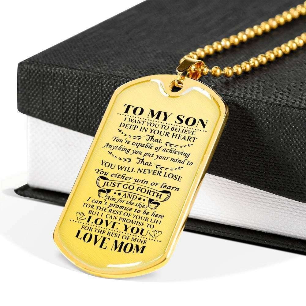 Son Dog Tag Custom Picture, Believe Deep In Your Heart Dog Tag Necklace For Son V2 Gifts For Son Rakva