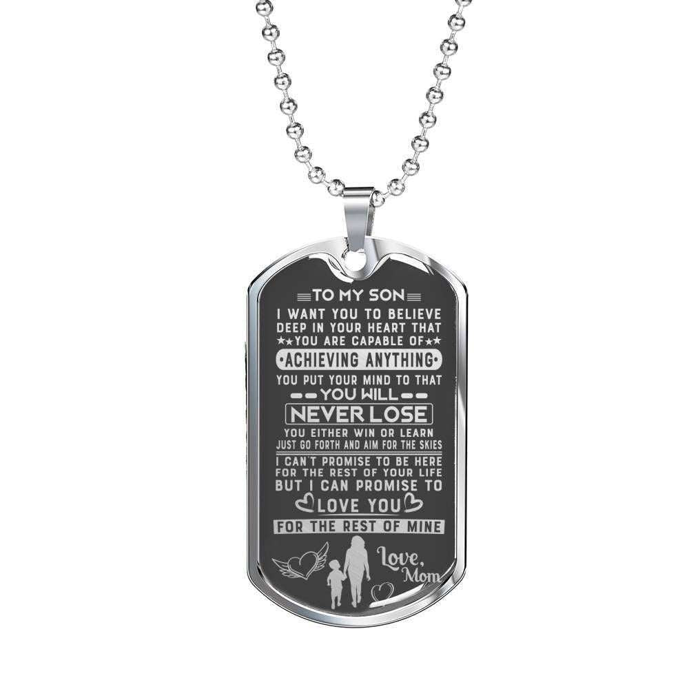 Son Dog Tag Custom Picture, Believe Deep In Your Heart Dog Tag Necklace Gift For Son Gifts For Son Rakva