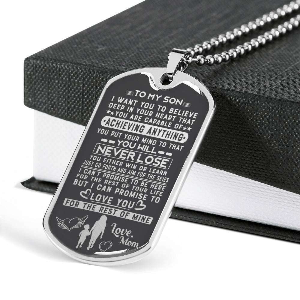 Son Dog Tag Custom Picture, Believe Deep In Your Heart Dog Tag Necklace Gift For Son Gifts For Son Rakva