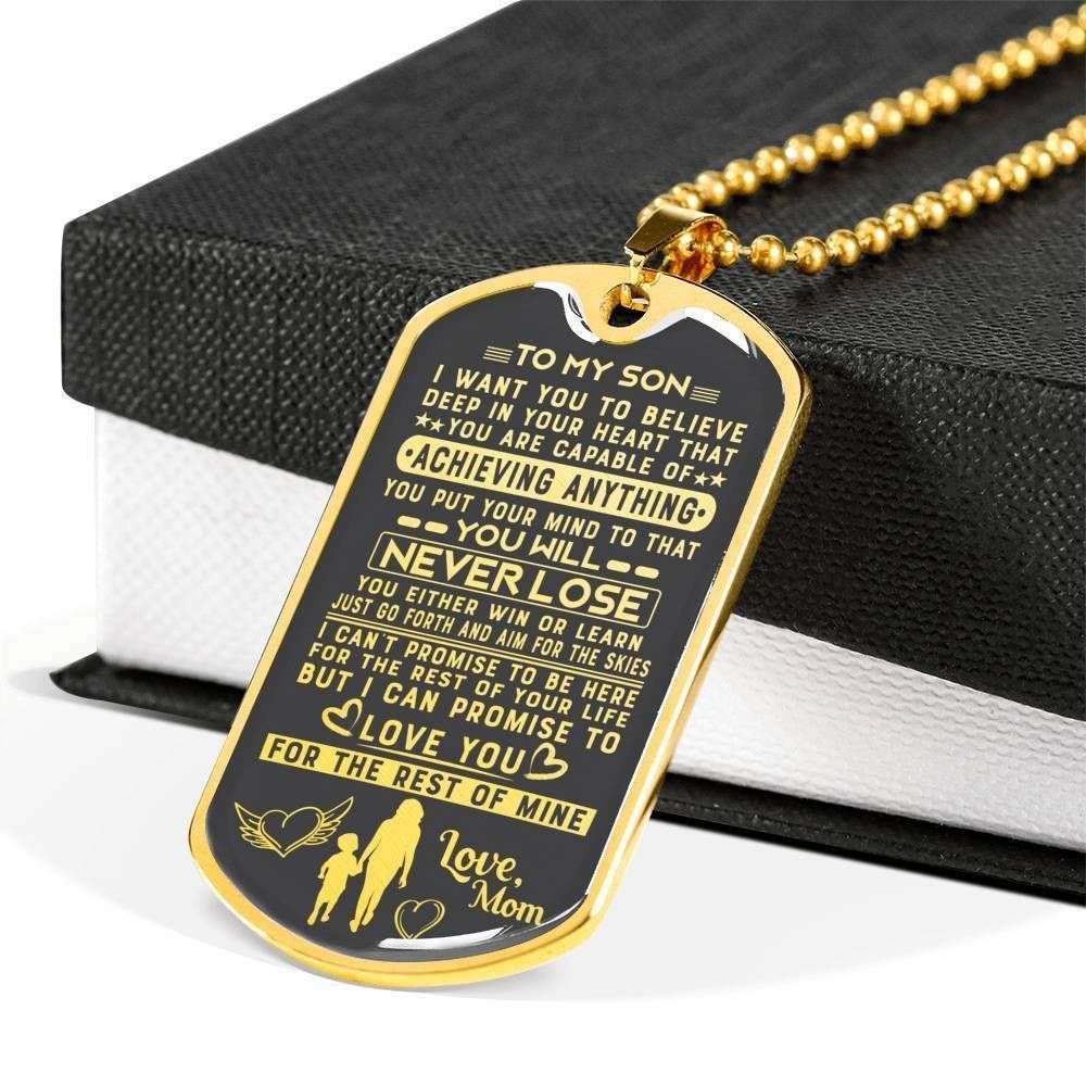 Son Dog Tag Custom Picture, Believe Deep In Your Heart Dog Tag Necklace Gift For Son Gifts For Son Rakva