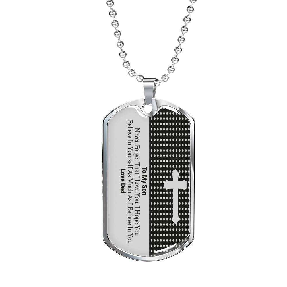 Son Dog Tag Custom Picture, Believe In Yourself Dad Giving Son Dog Tag Custom Picture Necklace Gifts For Son Rakva