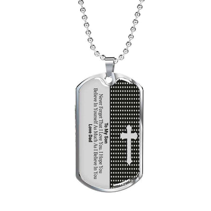 Son Dog Tag Custom Picture, Believe In Yourself Dad Giving Son Dog Tag Custom Picture Necklace Gifts For Son Rakva