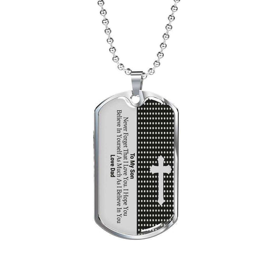 Son Dog Tag Custom Picture, Believe In Yourself Dad Giving Son Dog Tag Custom Picture Necklace Gifts For Son Rakva