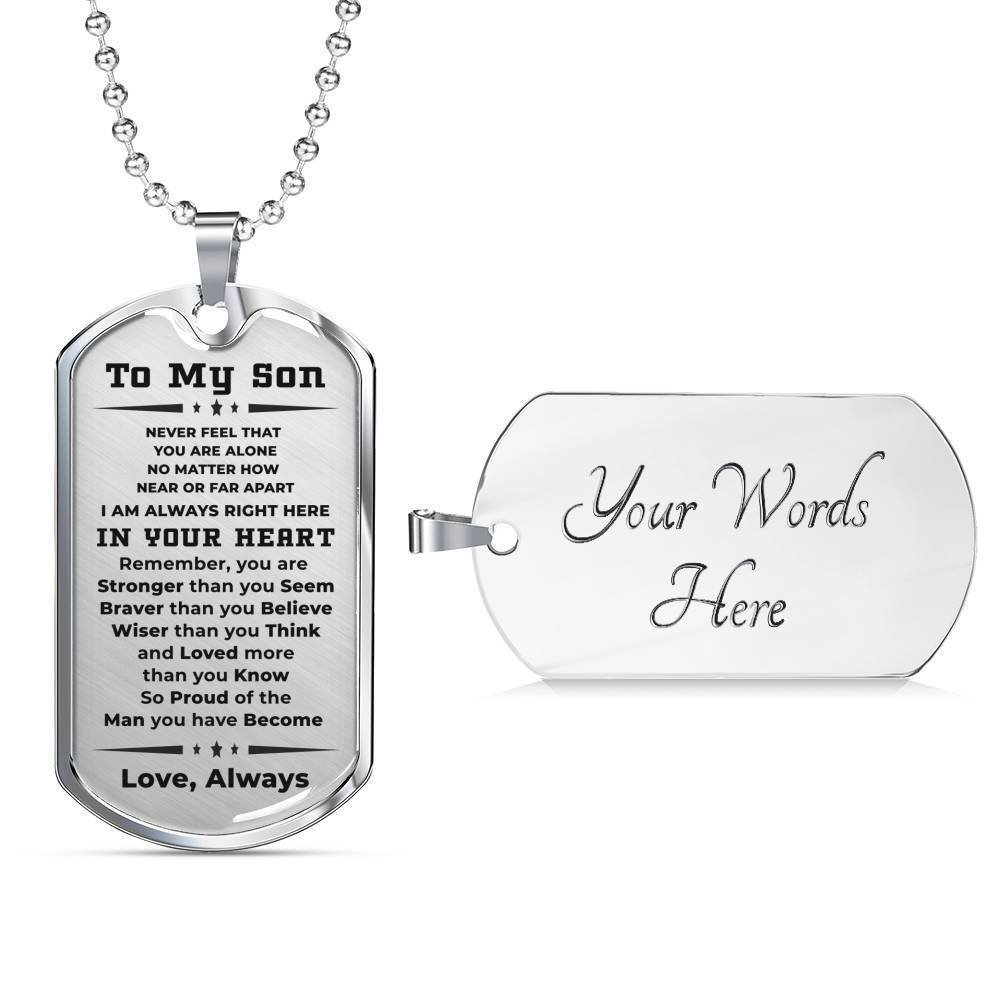 Son Dog Tag, Custom Picture Braver Than You Believe Dog Tag Military Chain Necklace For You Son Dog Tag Gifts For Son Rakva