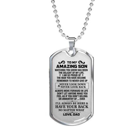 Son Dog Tag Custom Picture, Dad Gift For Son Dog Tag Custom Picture Necklace I’M Always Here Gifts For Son Rakva