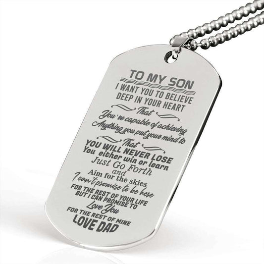 Son Dog Tag Custom Picture, Dad Gift For Son Dog Tag Custom Picture Necklace Silver Necklace I Want You To Believe Deep In Your Heart Gifts For Son Rakva