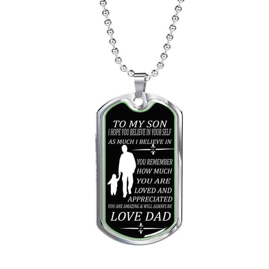 Son Dog Tag Custom Picture, Dad Giving Son You Are Loved And Appreciated Dog Tag Necklace Gifts For Son Rakva