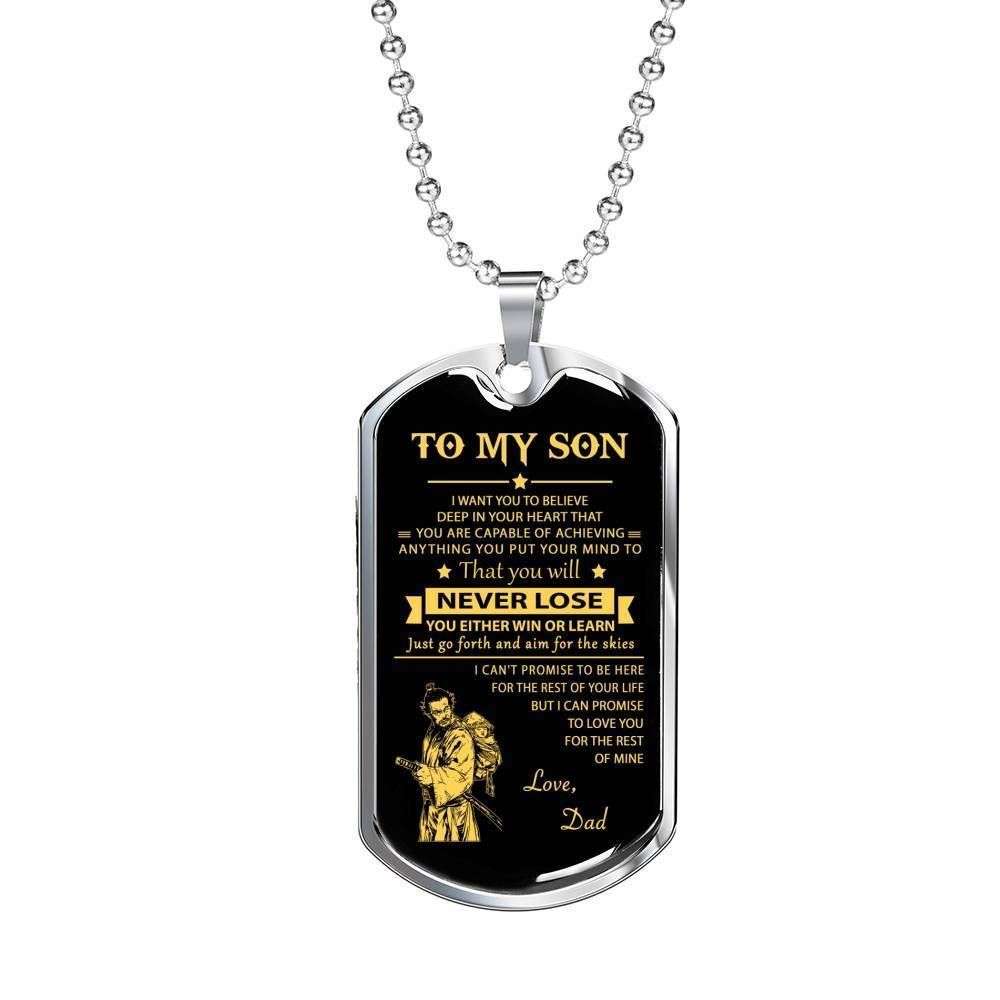 Son Dog Tag Custom Picture, Dad Giving Son You Will Never Lose Dog Tag Necklace Gifts For Son Rakva