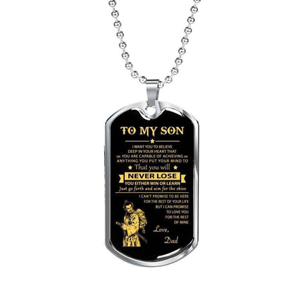 Son Dog Tag Custom Picture, Dad Giving Son You Will Never Lose Dog Tag Necklace Gifts For Son Rakva