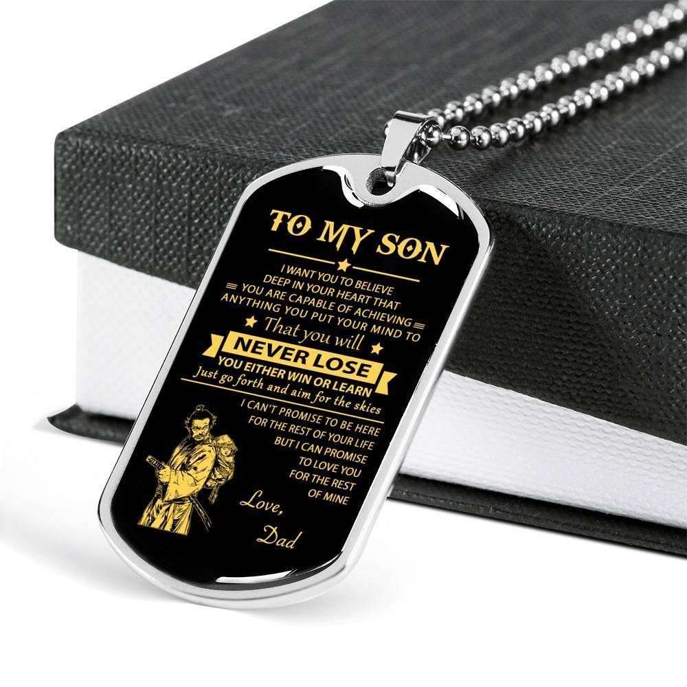 Son Dog Tag Custom Picture, Dad Giving Son You Will Never Lose Dog Tag Necklace Gifts For Son Rakva