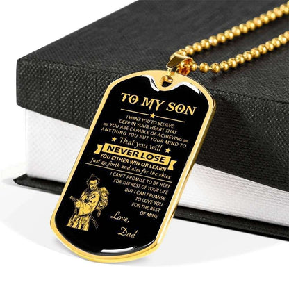 Son Dog Tag Custom Picture, Dad Giving Son You Will Never Lose Dog Tag Necklace Gifts For Son Rakva