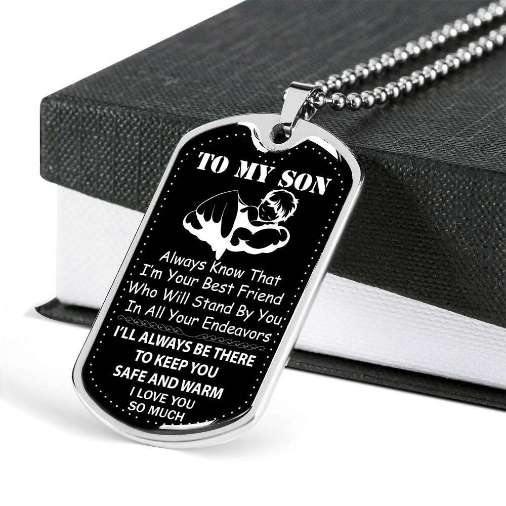 Son Dog Tag, Custom Picture Dog Tag For Son: Gift For Son Dog Tag Necklace-18 Gifts For Son Rakva