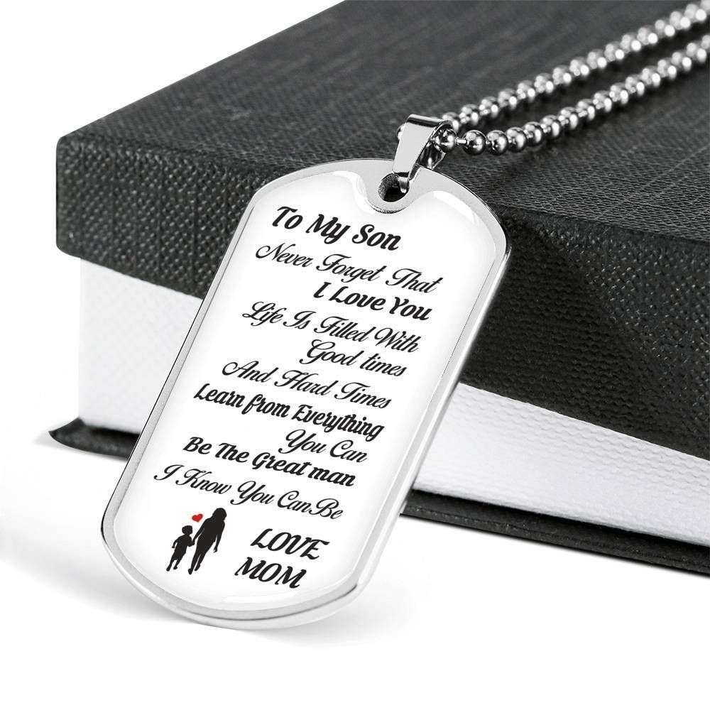 Son Dog Tag Custom Picture, Dog Tag Necklace For Son Never Forget That I Love You Gifts For Son Rakva