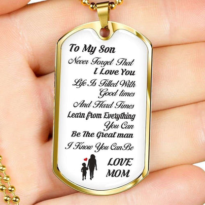 Son Dog Tag Custom Picture, Dog Tag Necklace For Son Never Forget That I Love You Gifts For Son Rakva