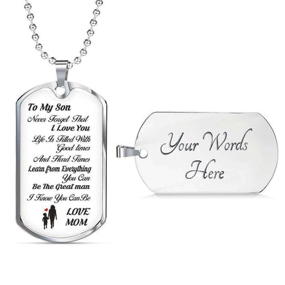 Son Dog Tag Custom Picture, Dog Tag Necklace For Son Never Forget That I Love You Gifts For Son Rakva