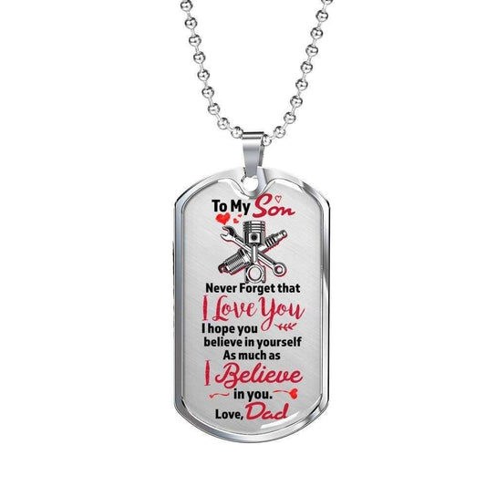 Son Dog Tag Custom Picture, Dog Tag Necklace Gift For Mechanic’S Son Belive In Yourself Gifts For Son Rakva