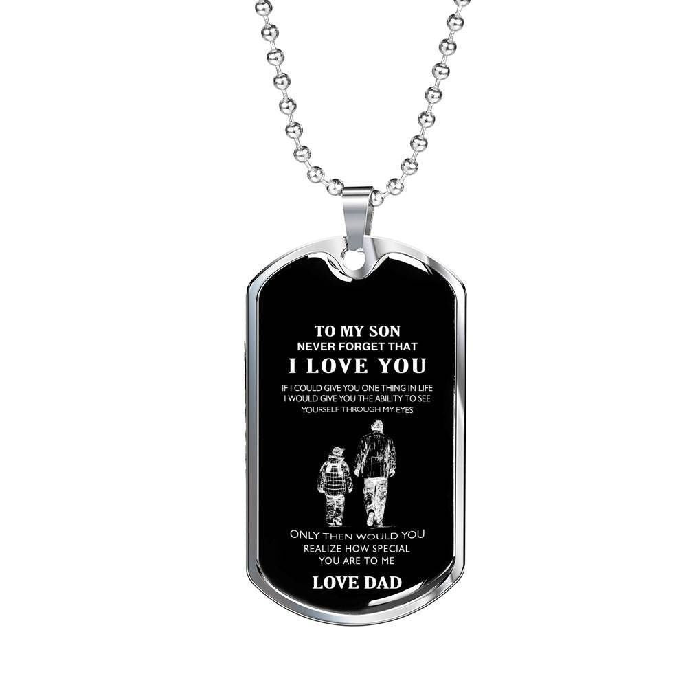 Son Dog Tag Custom Picture, Dog Tag Necklace Gift For Son Never Forget That I Love You Gifts For Son Rakva