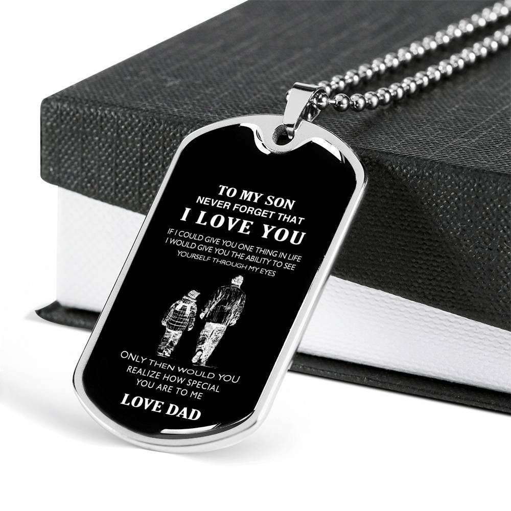 Son Dog Tag Custom Picture, Dog Tag Necklace Gift For Son Never Forget That I Love You Gifts For Son Rakva