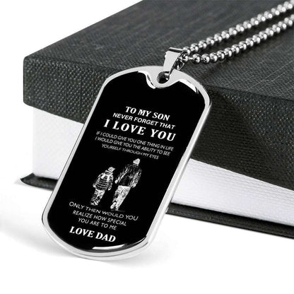 Son Dog Tag Custom Picture, Dog Tag Necklace Gift For Son Never Forget That I Love You Gifts For Son Rakva