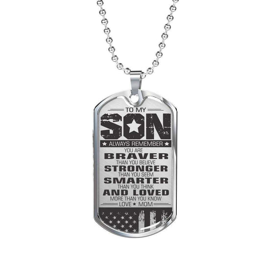 Son Dog Tag Custom Picture, Dog Tag Necklace Mom Giving Son You’Re Smarter Than You Think Gifts For Son Rakva