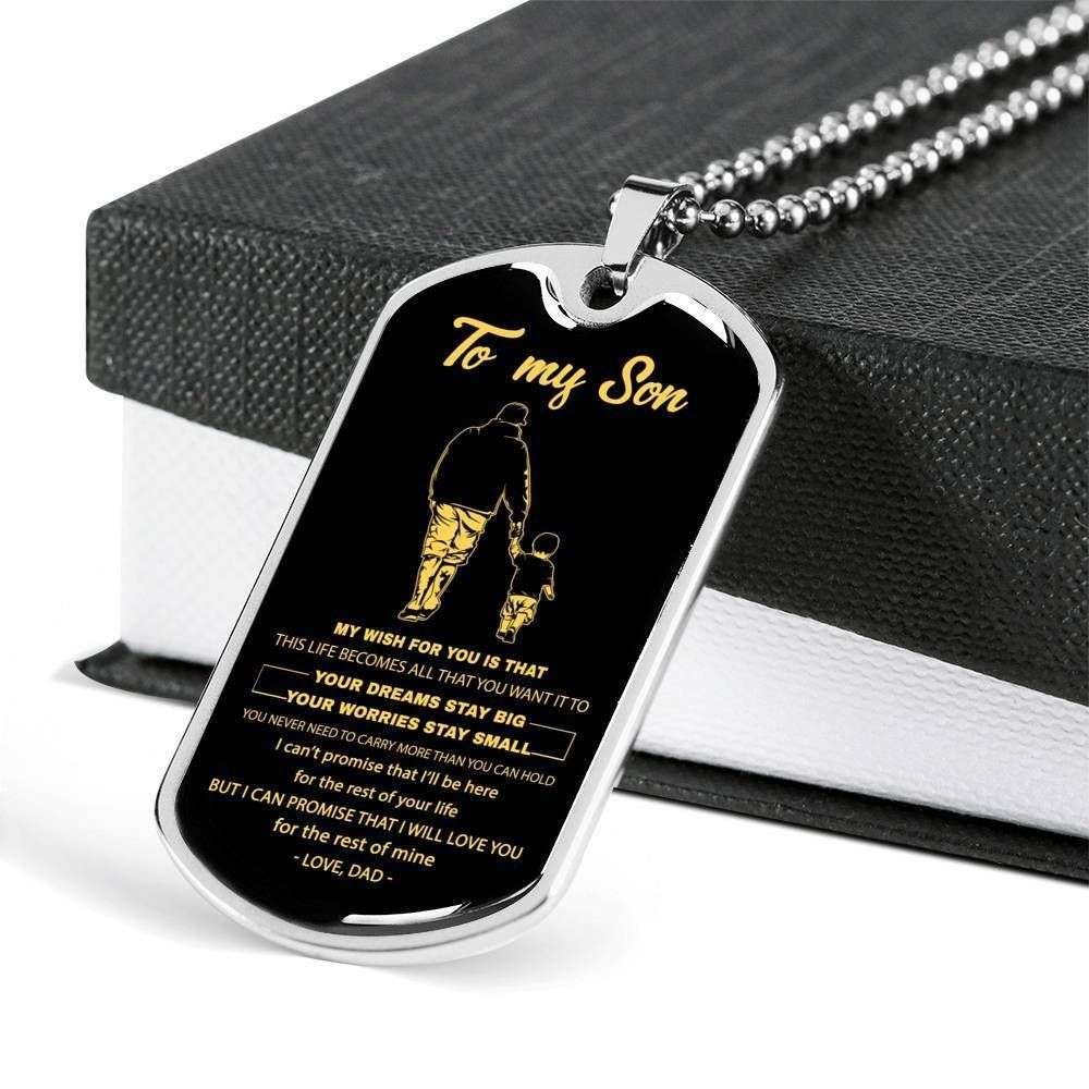 Son Dog Tag Custom Picture, Dog Tag Necklace Your Dreams Stay Big Gift For Son Gifts For Son Rakva