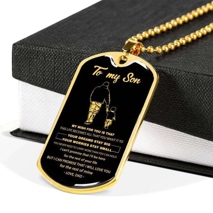Son Dog Tag Custom Picture, Dog Tag Necklace Your Dreams Stay Big Gift For Son Gifts For Son Rakva