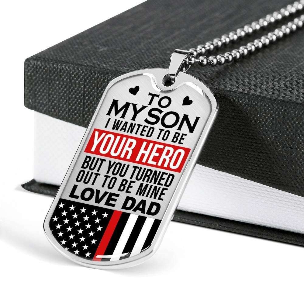 Son Dog Tag Custom Picture, Firefighter’S Son You Are My Hero Love Dad Dog Tag Necklace Custom Engraved Gifts For Son Rakva