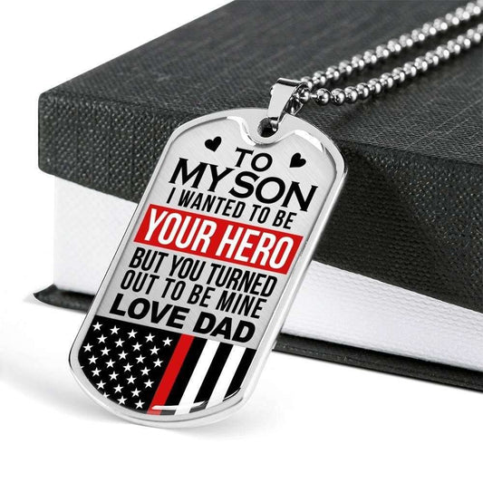 Son Dog Tag Custom Picture, Firefighter’S Son You Are My Hero Love Dad Dog Tag Necklace Custom Engraved Gifts For Son Rakva