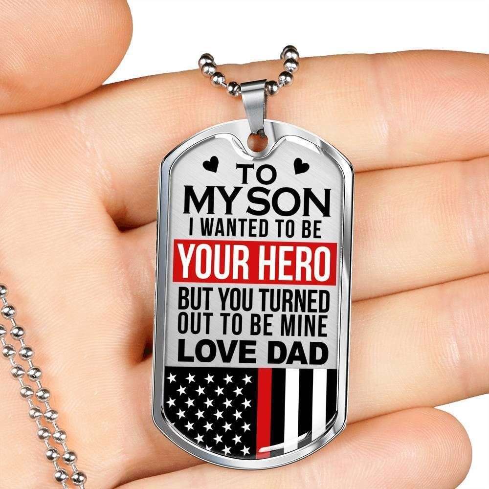 Son Dog Tag Custom Picture, Firefighter’S Son You Are My Hero Love Dad Dog Tag Necklace Custom Engraved Gifts For Son Rakva