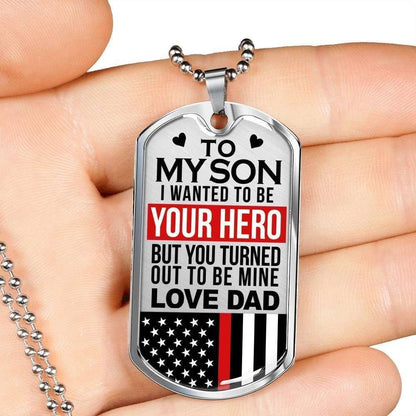 Son Dog Tag Custom Picture, Firefighter’S Son You Are My Hero Love Dad Dog Tag Necklace Custom Engraved Gifts For Son Rakva