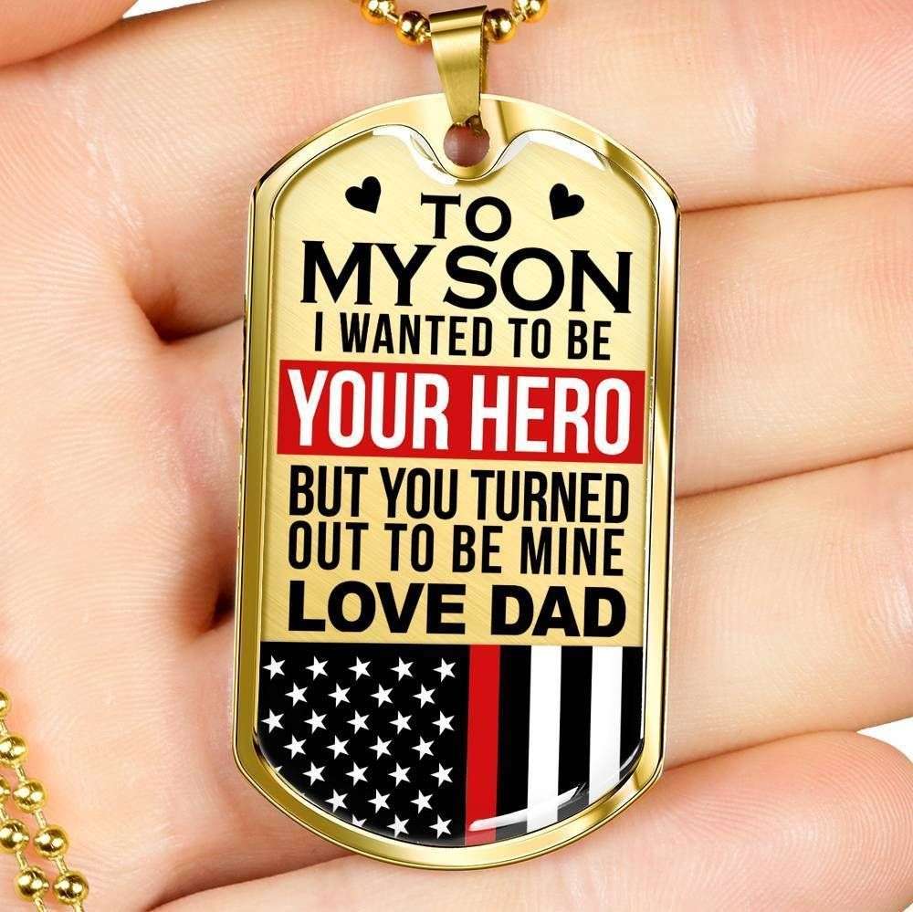 Son Dog Tag Custom Picture, Firefighter’S Son You Are My Hero Love Dad Dog Tag Necklace Custom Engraved Gifts For Son Rakva