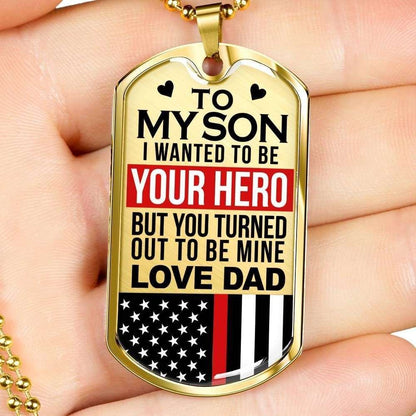 Son Dog Tag Custom Picture, Firefighter’S Son You Are My Hero Love Dad Dog Tag Necklace Custom Engraved Gifts For Son Rakva