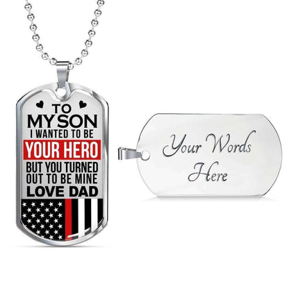 Son Dog Tag Custom Picture, Firefighter’S Son You Are My Hero Love Dad Dog Tag Necklace Custom Engraved Gifts For Son Rakva