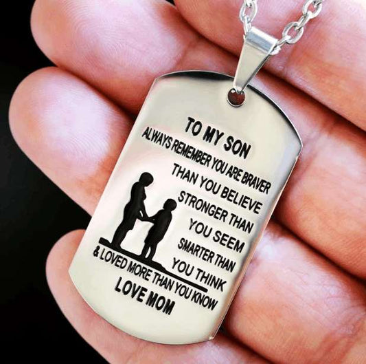 Son Dog Tag Custom Picture, From Mom To Son “ 925 Sterling Silver Dog Tag Necklace Meaningful Gifts For Son Rakva