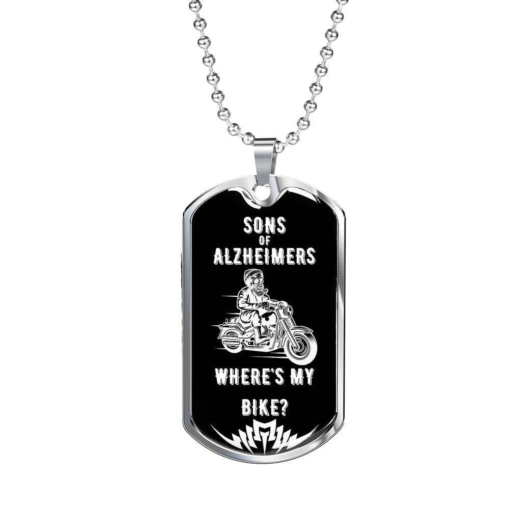 Son Dog Tag, Custom Picture Funny Biker Sons Of Alzheimers Dog Tag Military Chain Necklace For Son Dog Tag Gifts For Son Rakva
