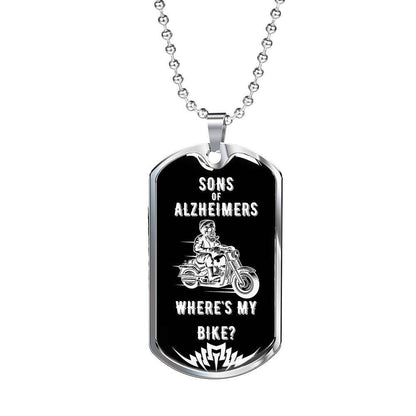 Son Dog Tag, Custom Picture Funny Biker Sons Of Alzheimers Dog Tag Military Chain Necklace For Son Dog Tag Gifts For Son Rakva