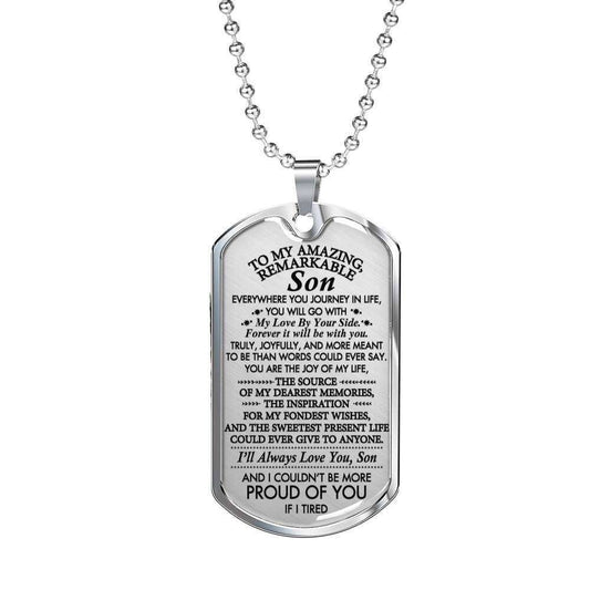 Son Dog Tag Custom Picture, Gift For Amazing Remarkable Son Dog Tag Custom Picture Necklace Silver Necklace Gifts For Son Rakva