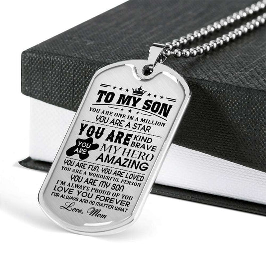 Son Dog Tag, Custom Picture Gift For Son Birthday, Dog Tags For Son, Engraved Dog Tag For Son, Father And Son Dog Tag-114 Gifts For Son Rakva