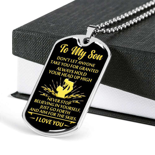 Son Dog Tag, Custom Picture Gift For Son Birthday, Dog Tags For Son, Engraved Dog Tag For Son, Father And Son Dog Tag-72 Gifts For Son Rakva