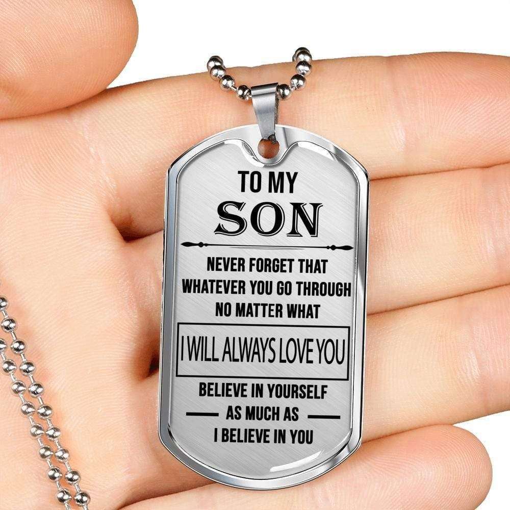 Son Dog Tag Custom Picture, Gift For Son Dog Tag Custom Picture Necklace Always Love You Gifts For Son Rakva