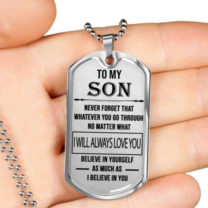 Son Dog Tag Custom Picture, Gift For Son Dog Tag Custom Picture Necklace Always Love You Gifts For Son Rakva
