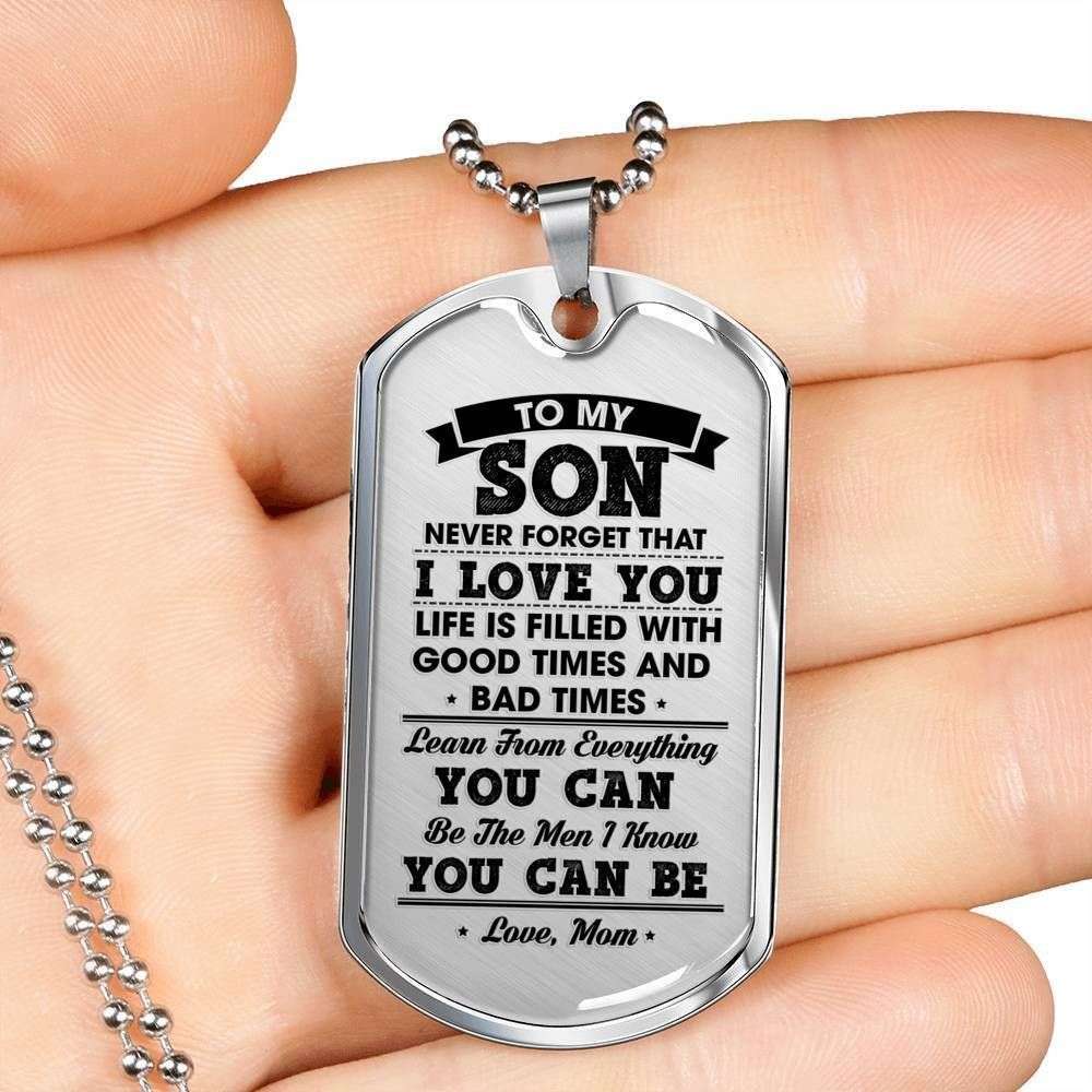Son Dog Tag Custom Picture, Gift For Son Dog Tag Custom Picture Necklace Be The Men You Can Be Custom Engraved Gifts For Son Rakva