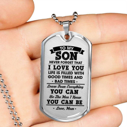 Son Dog Tag Custom Picture, Gift For Son Dog Tag Custom Picture Necklace Be The Men You Can Be Custom Engraved Gifts For Son Rakva