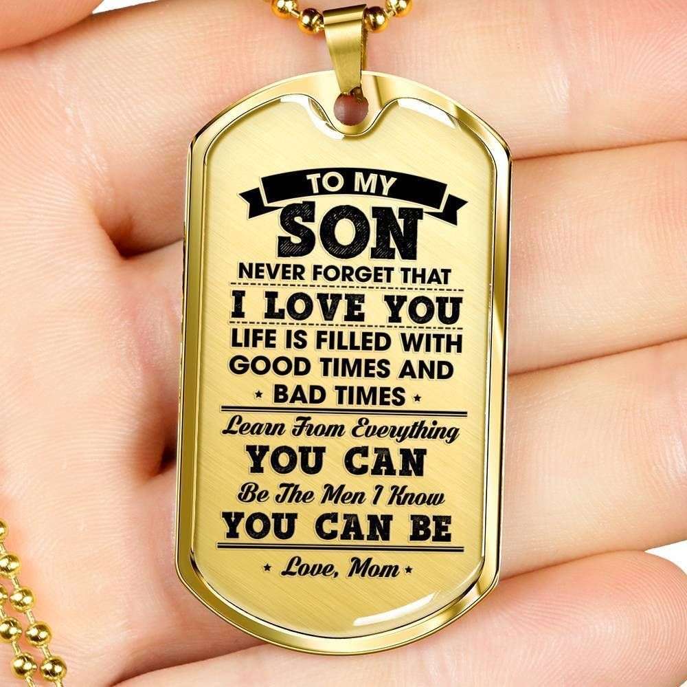 Son Dog Tag Custom Picture, Gift For Son Dog Tag Custom Picture Necklace Be The Men You Can Be Custom Engraved Gifts For Son Rakva