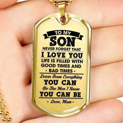 Son Dog Tag Custom Picture, Gift For Son Dog Tag Custom Picture Necklace Be The Men You Can Be Custom Engraved Gifts For Son Rakva