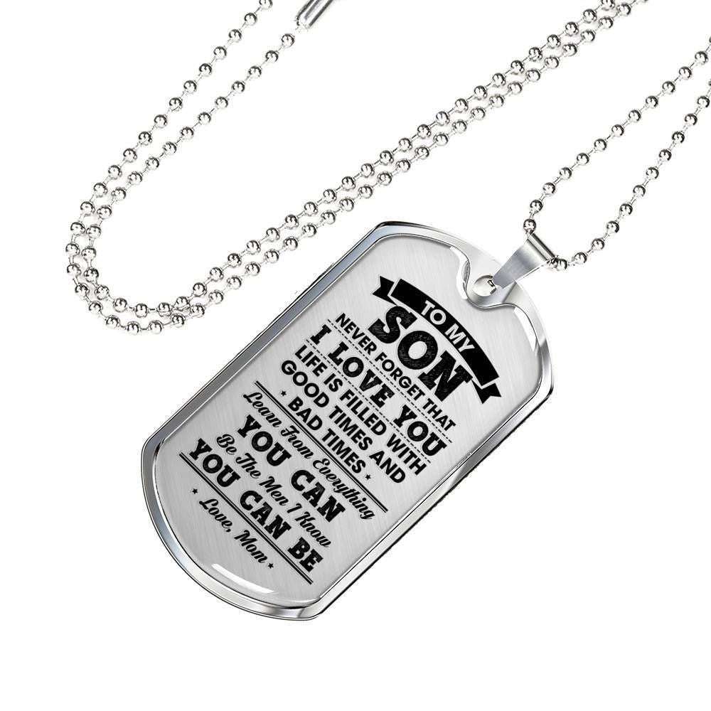 Son Dog Tag Custom Picture, Gift For Son Dog Tag Custom Picture Necklace Be The Men You Can Be Custom Engraved Gifts For Son Rakva