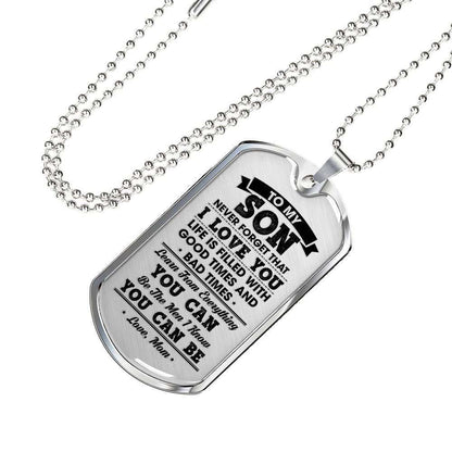 Son Dog Tag Custom Picture, Gift For Son Dog Tag Custom Picture Necklace Be The Men You Can Be Custom Engraved Gifts For Son Rakva