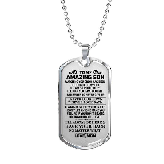 Son Dog Tag Custom Picture, Gift For Son Dog Tag Custom Picture Necklace Never Look Back Gifts For Son Rakva